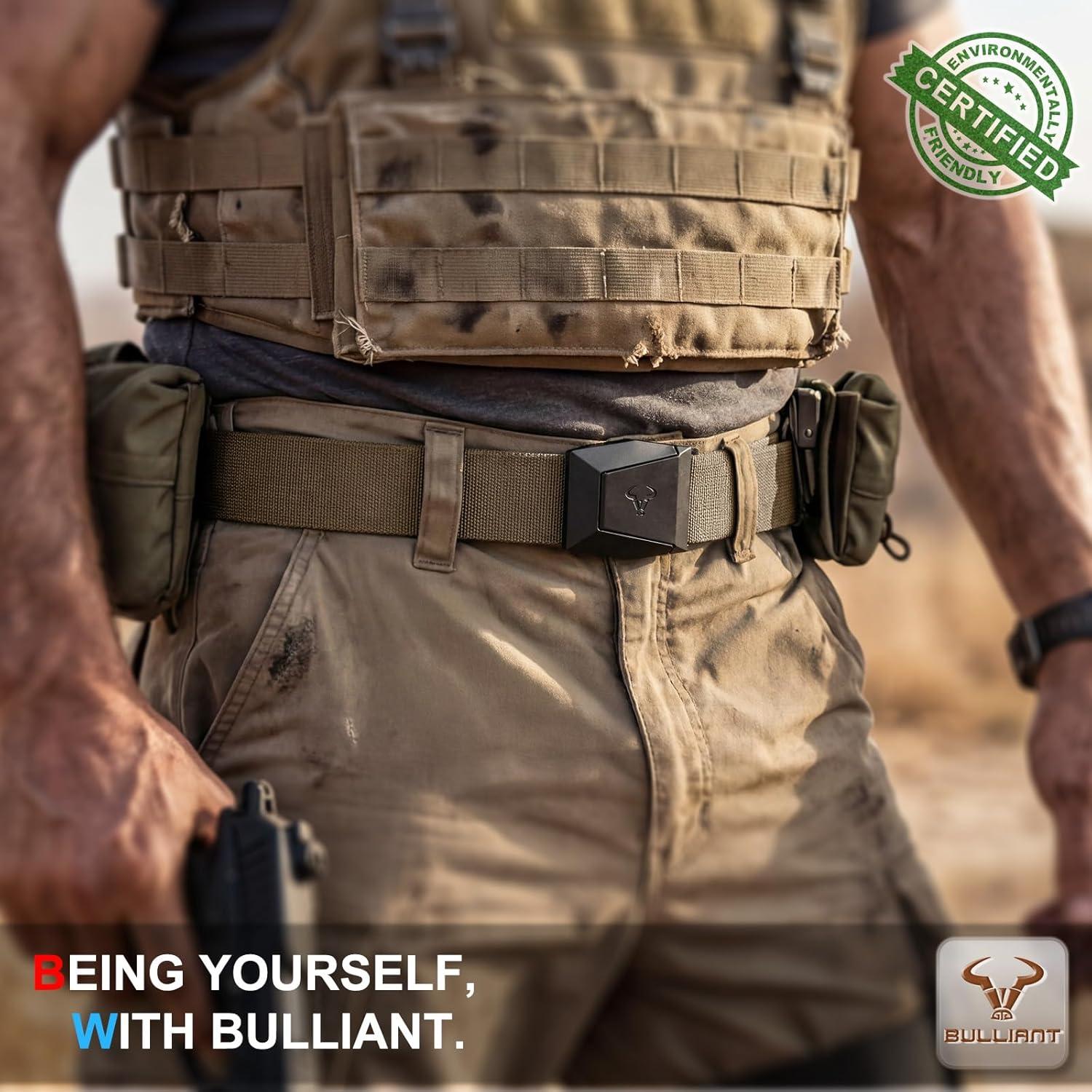 image:imageBULLIANT Men Tactical Belt 2 PackStretch Western Rigger Web Belt For Cowboy Military Heavy Duty 15Cut For Fit2packblackBeige8656