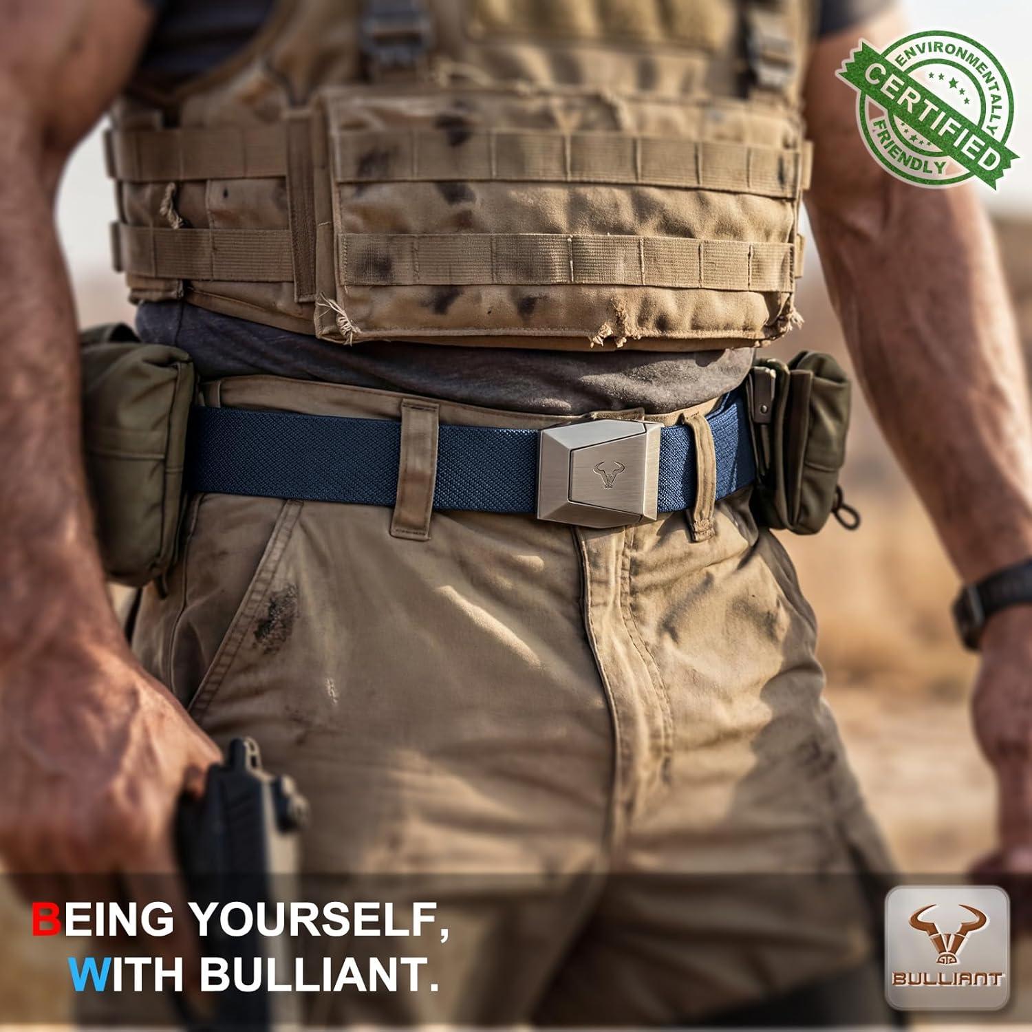 image:imageBULLIANT Men Tactical Belt 2 PackStretch Western Rigger Web Belt For Cowboy Military Heavy Duty 15Cut For Fit2packblackPurplish Blue8657