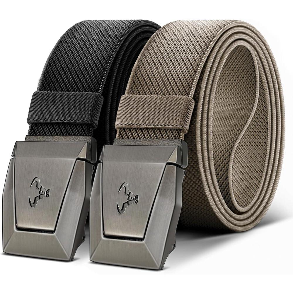 image:imageBULLIANT Men Tactical Belt 2 PackStretch Western Rigger Web Belt For Cowboy Military Heavy Duty 15Cut For Fit2packblackBeige4096