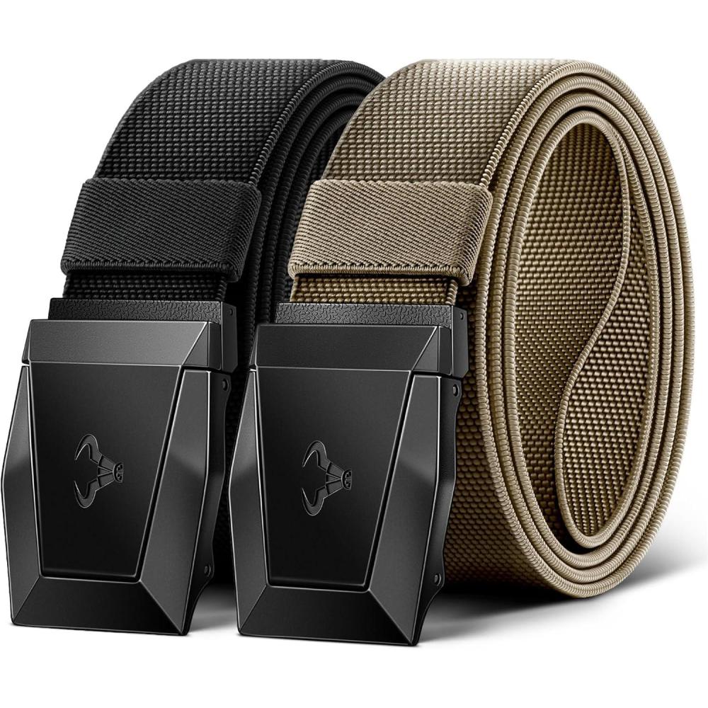 image:imageBULLIANT Men Tactical Belt 2 PackStretch Western Rigger Web Belt For Cowboy Military Heavy Duty 15Cut For Fit2packblackBeige8656