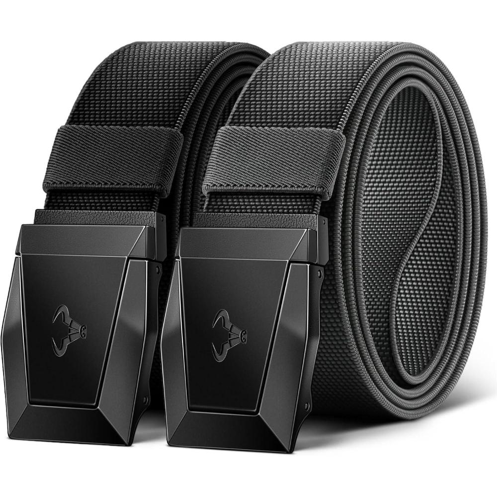 image:imageBULLIANT Men Tactical Belt 2 PackStretch Western Rigger Web Belt For Cowboy Military Heavy Duty 15Cut For Fit2packblackDark Gray2929