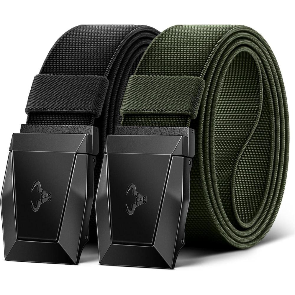 image:imageBULLIANT Men Tactical Belt 2 PackStretch Western Rigger Web Belt For Cowboy Military Heavy Duty 15Cut For Fit2packblackNavy Green8381