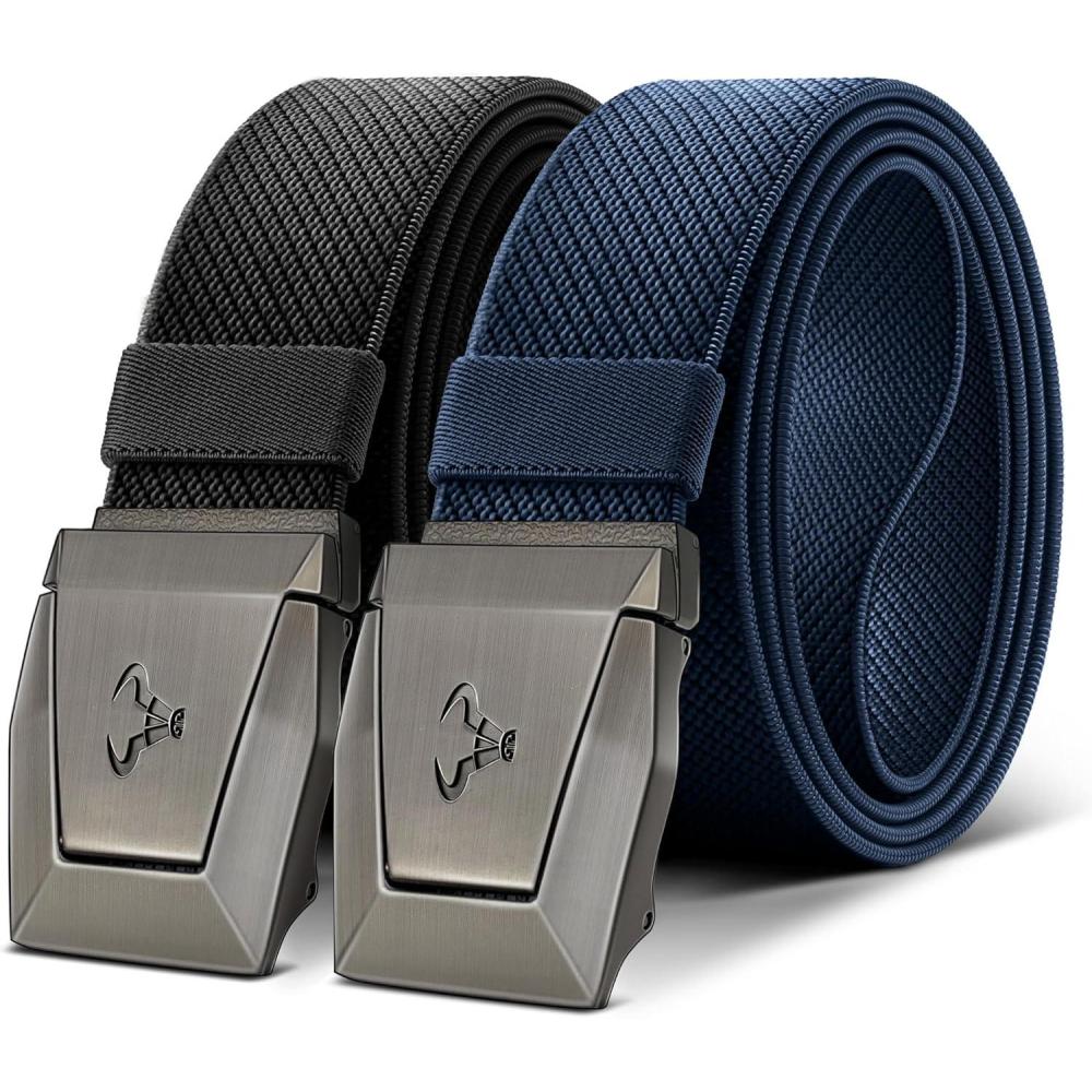 image:imageBULLIANT Men Tactical Belt 2 PackStretch Western Rigger Web Belt For Cowboy Military Heavy Duty 15Cut For Fit2packblackPurplish Blue8657
