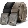 BULLIANT Men Tactical Belt 2 Pack,Stretch Western Rigger Web Belt For Cowboy Military Heavy Duty 1.5″-Cut For Fit(2pack-black/Beige4096)