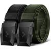 BULLIANT Men Tactical Belt 2 Pack,Stretch Western Rigger Web Belt For Cowboy Military Heavy Duty 1.5″-Cut For Fit(2pack-black/Navy Green8381)