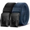 BULLIANT Men Tactical Belt 2 Pack,Stretch Western Rigger Web Belt For Cowboy Military Heavy Duty 1.5″-Cut For Fit(2pack-black/Purplish Blue2928)