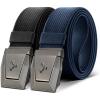 BULLIANT Men Tactical Belt 2 Pack,Stretch Western Rigger Web Belt For Cowboy Military Heavy Duty 1.5″-Cut For Fit(2pack-black/Purplish Blue8657)