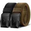 BULLIANT Men Tactical Belt 2 Pack,Stretch Western Rigger Web Belt For Cowboy Military Heavy Duty 1.5″-Cut For Fit(2pack-black/Wood Thrush6220)