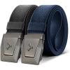 BULLIANT Men Tactical Belt 2 Pack,Stretch Western Rigger Web Belt For Cowboy Military Heavy Duty 1.5″-Cut For Fit(2pack-gray/Blue4097)