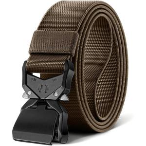 BULLIANT Men’s Tactical Belt Military Rigger Elastic Nylon Belt fo Gift Men Work Heavy Duty 1.5″,QUICK RELEASE(Light Brown 2523)