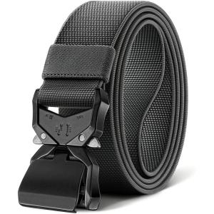 BULLIANT Men’s Tactical Belt Military Rigger Elastic Nylon Belt fo Gift Men Work Heavy Duty 1.5″,QUICK RELEASE(Light Grey 2524)