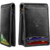 BULLIANT Men Wallet,Magnetic Slim Wallet 10 cards Build-in Bill Folder ID Windows RFID Blocking(Black8864)