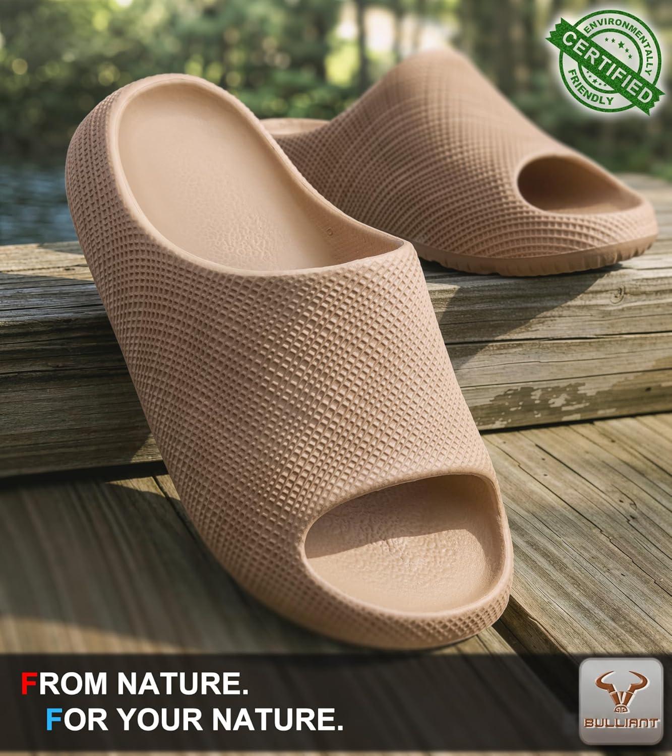 image:imageBULLIANT Pillow Slide Sandals For Women and MenHigh Density Cushioned Shower Slippers Massage SandalsNonslipCamel8881