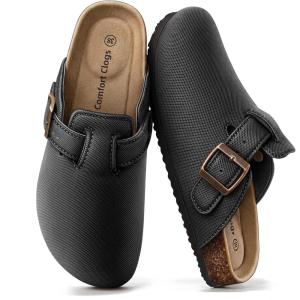 BULLIANT Women Clogs,Comfortable Mules Sandals Breathalbe Fleece-Lined Mesh Upper,Memory Foam Cushioned Coak-Footbed(Black8662)