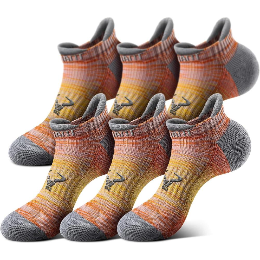 image:imageBULLIANT Men Running Socks 6PairsActive Ankle Compression Socks Mixed Nylon Cushioned Sole Arch Support Breathable Wicking6pairsgray Heather 8914