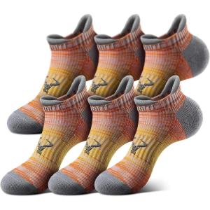 BULLIANT Men Running Socks 6Pairs,Active Ankle Compression Socks Mixed Nylon Cushioned Sole Arch Support Breathable Wicking(6pairs-gray Heather 8914)