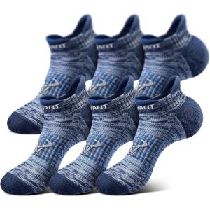 BULLIANT Men Running Socks 6Pairs,Active Ankle Compression Socks Mixed Nylon Cushioned Sole Arch Support Breathable Wicking(6pairs-white8913)