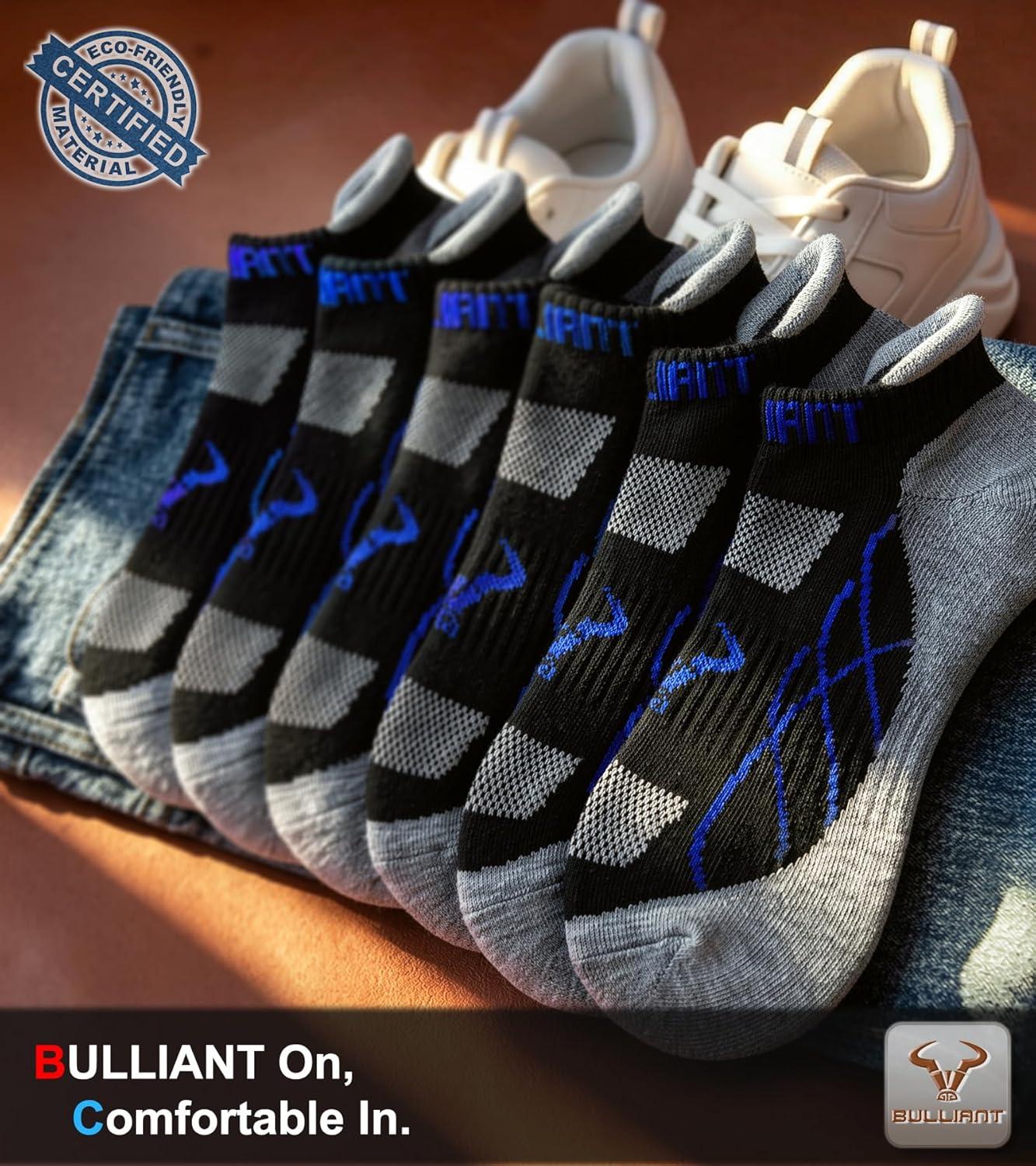 image:imageBULLIANT Men Ankle Socks 6PairsAthletic Running Socks No Show for Men Cushioned Footbed Arch Support6pairsblack8901