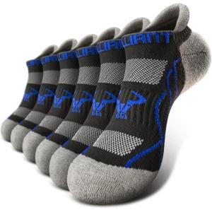 BULLIANT Men Ankle Socks 6Pairs,Athletic Running Socks No Show for Men Cushioned Footbed Arch Support(6pairs-black8901)