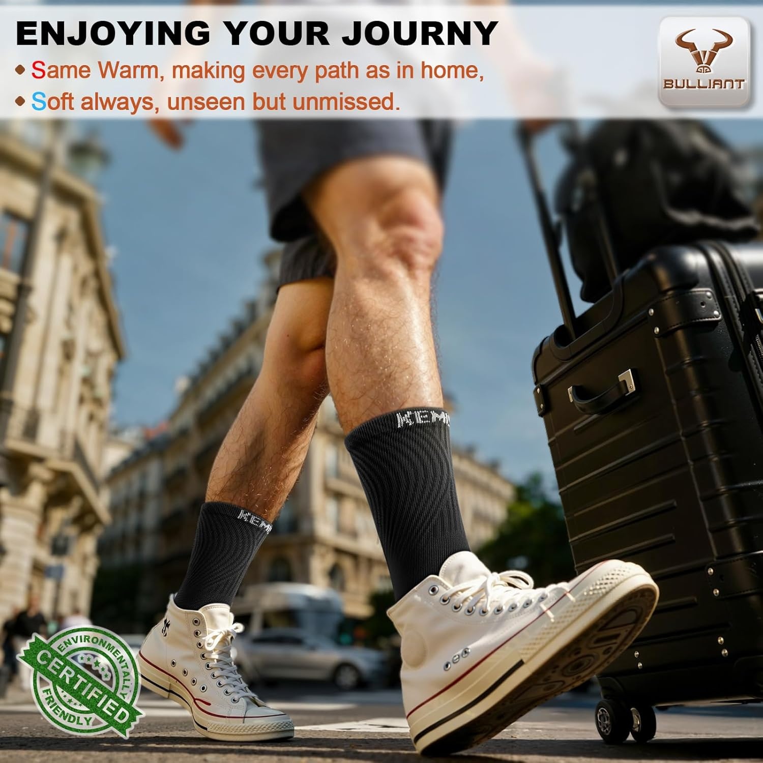 image:imageBULLIANT Men Socks Athletic Compression Crew Socks Cushioned for Men Running Sports Hiking Fishing Arch Support6pairsblack9072