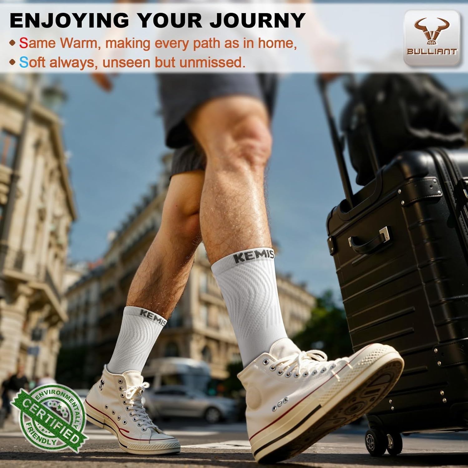 image:imageBULLIANT Men Socks Athletic Compression Crew Socks Cushioned for Men Running Sports Hiking Fishing Arch Support6pairswhite9071