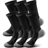 BULLIANT Men Socks, Athletic Compression Crew Socks Cushioned for Men Running Sports Hiking Fishing Arch Support(6pairs-black9072)