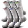 BULLIANT Men Socks, Athletic Compression Crew Socks Cushioned for Men Running Sports Hiking Fishing Arch Support(6pairs-white9071)