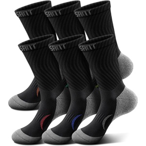 BULLIANT Men Socks, Athletic Compression Crew Socks Cushioned for Men Running Sports Hiking Fishing Arch Support(6pairs-black9070)