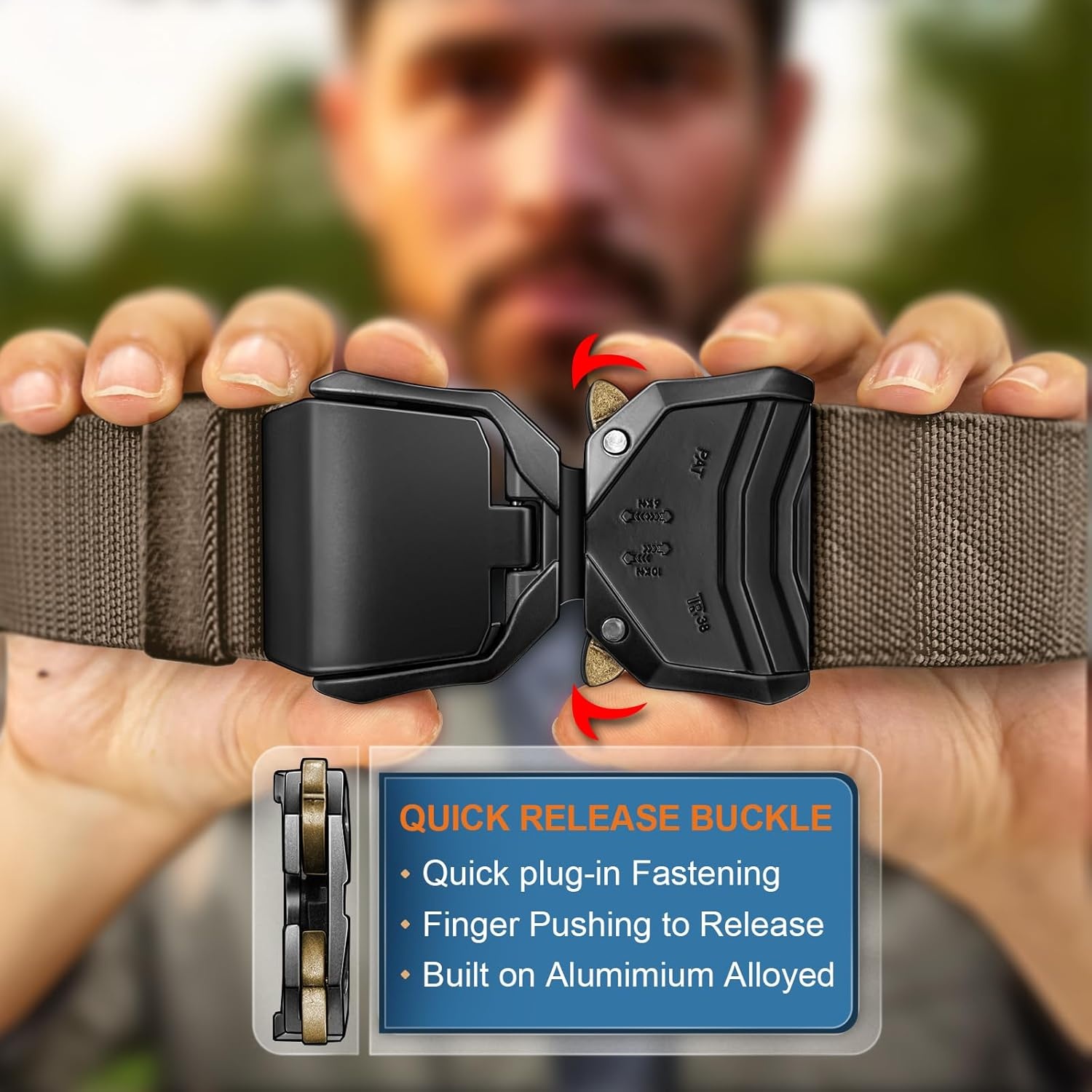 image:imageBULLIANT Men Belt MultipackTacitcal Holster Web Adjustable Belt Stretch Fit Quickly Release For Outdoor DutyCut For Fit2packblackLight Brown7798