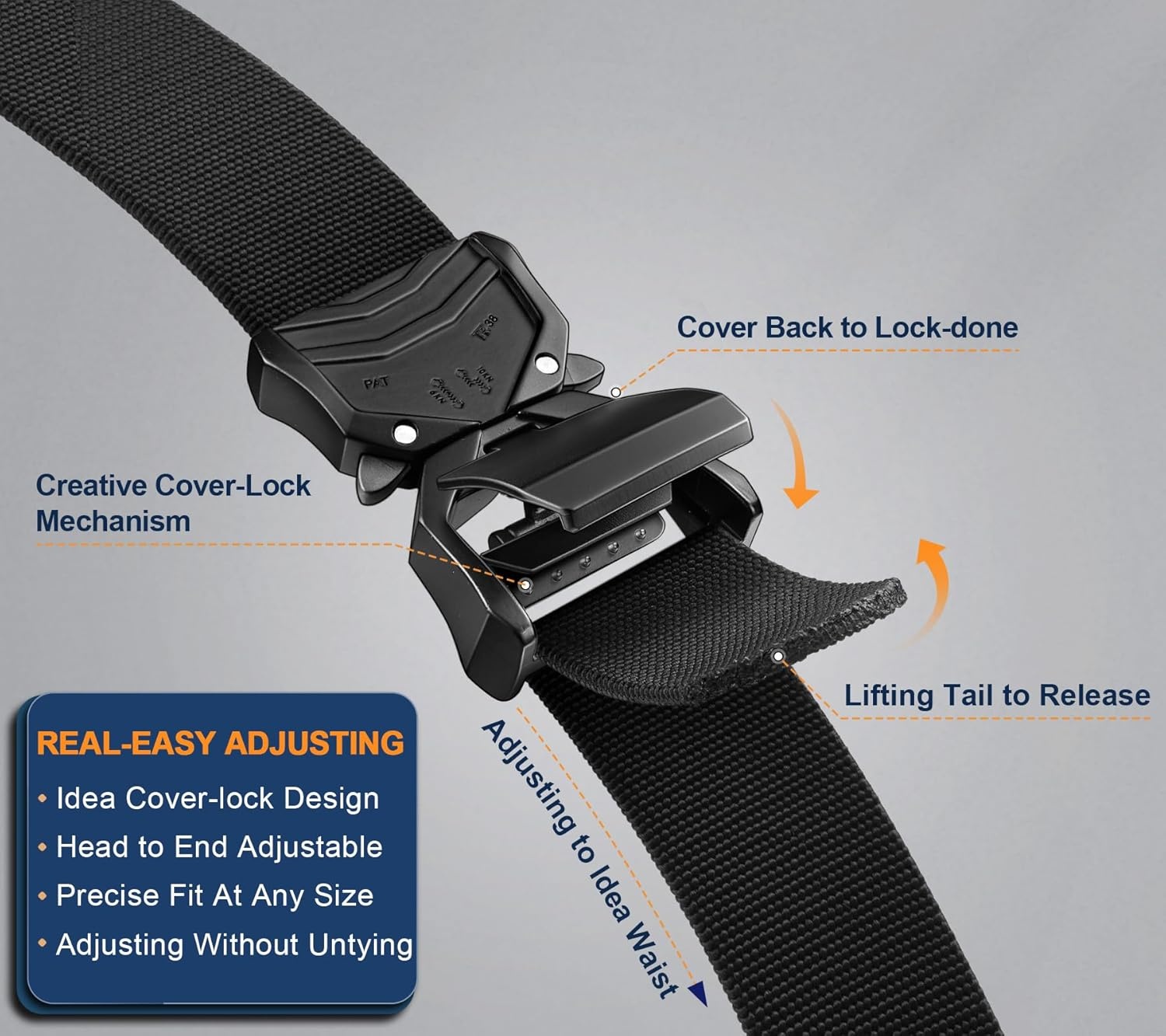 image:imageBULLIANT Men Belt MultipackTacitcal Holster Web Adjustable Belt Stretch Fit Quickly Release For Outdoor DutyCut For FitBlack7794