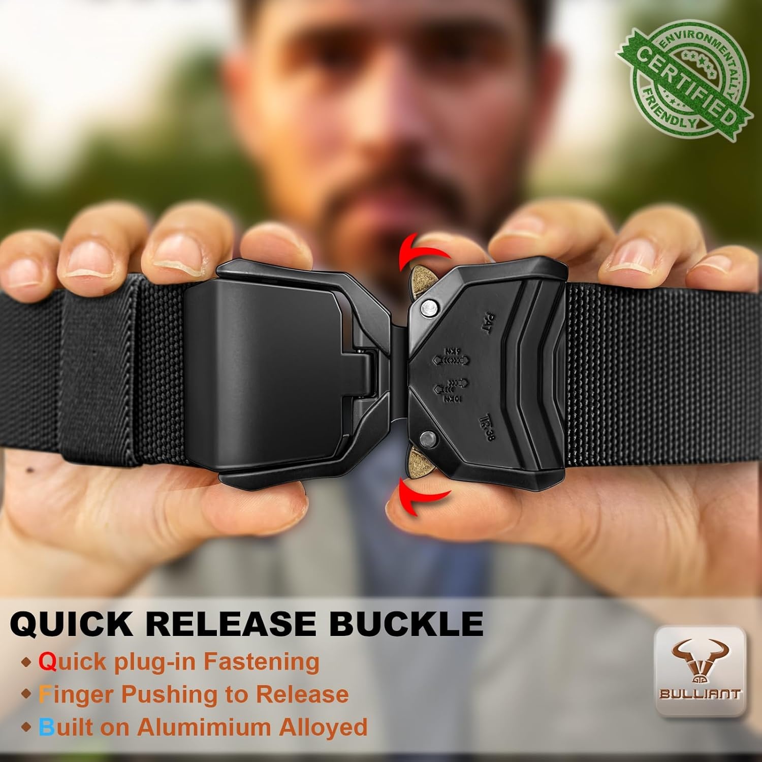 image:imageBULLIANT Men Belt MultipackTacitcal Holster Web Adjustable Belt Stretch Fit Quickly Release For Outdoor DutyCut For FitBlack7794