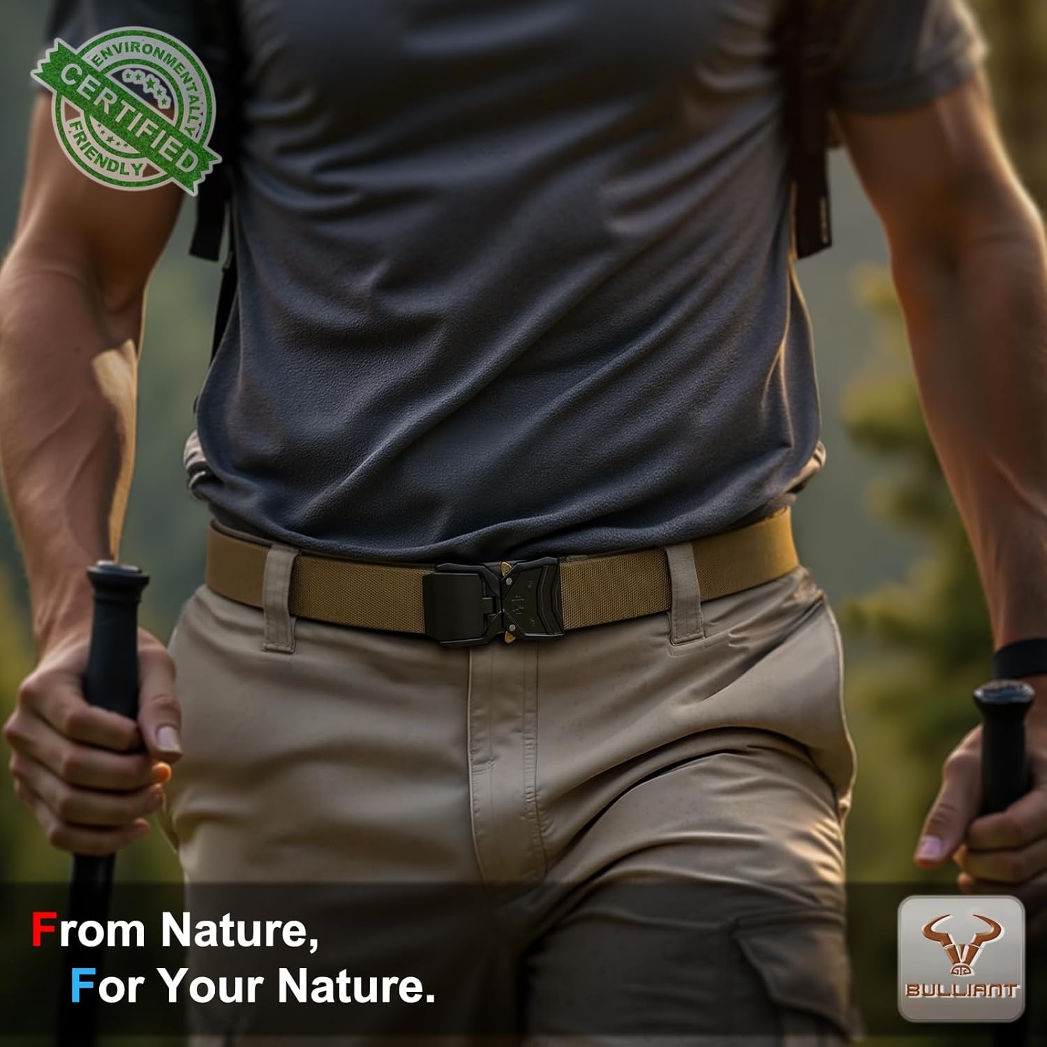 image:imageBULLIANT Men Belt MultipackTacitcal Holster Web Adjustable Belt Stretch Fit Quickly Release For Outdoor DutyCut For FitWood Thrush7795