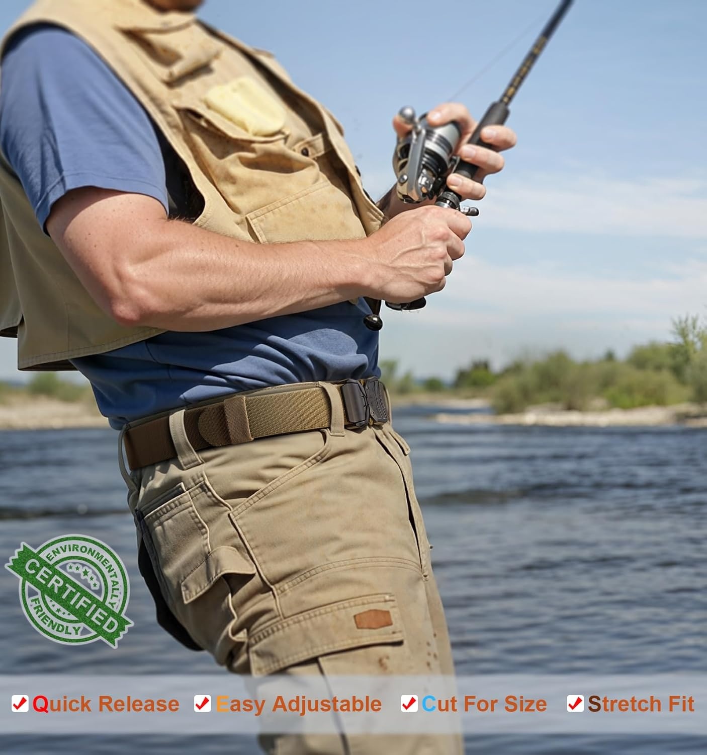 image:imageBULLIANT Men Belt MultipackTacitcal Holster Web Adjustable Belt Stretch Fit Quickly Release For Outdoor DutyCut For FitWood Thrush7795