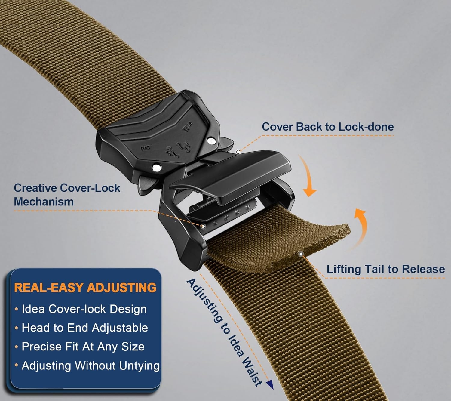 image:imageBULLIANT Men Belt MultipackTacitcal Holster Web Adjustable Belt Stretch Fit Quickly Release For Outdoor DutyCut For FitWood Thrush7795