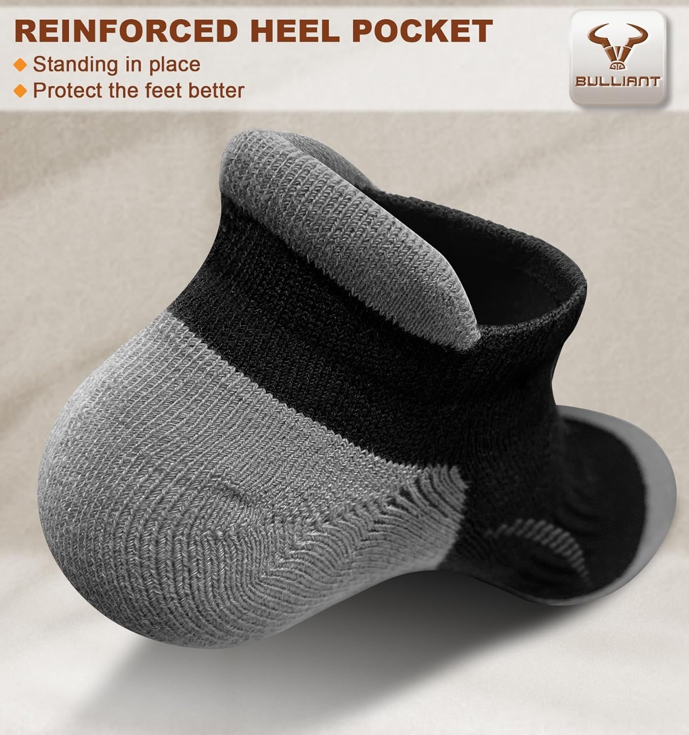 image:imageBULLIANT Men Running Socks 6PairsAnkle Athletic Socks Wicking Cushioned for Men WalkingArch Compression Support6pairsblack6467