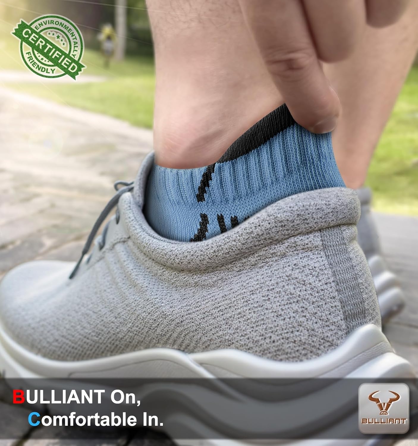 image:imageBULLIANT Men Running Socks 6PairsAnkle Athletic Socks Wicking Cushioned for Men WalkingArch Compression Support6pairscambridge Blue8247