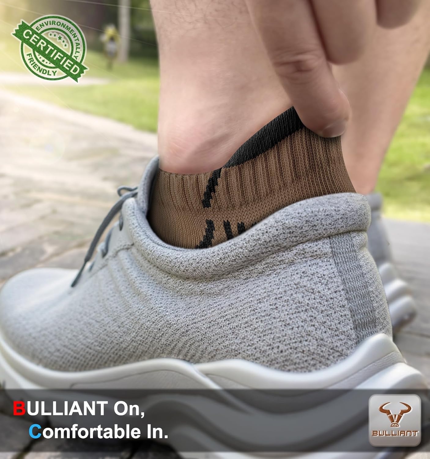 image:imageBULLIANT Men Running Socks 6PairsAnkle Athletic Socks Wicking Cushioned for Men WalkingArch Compression Support6pairscamel8248
