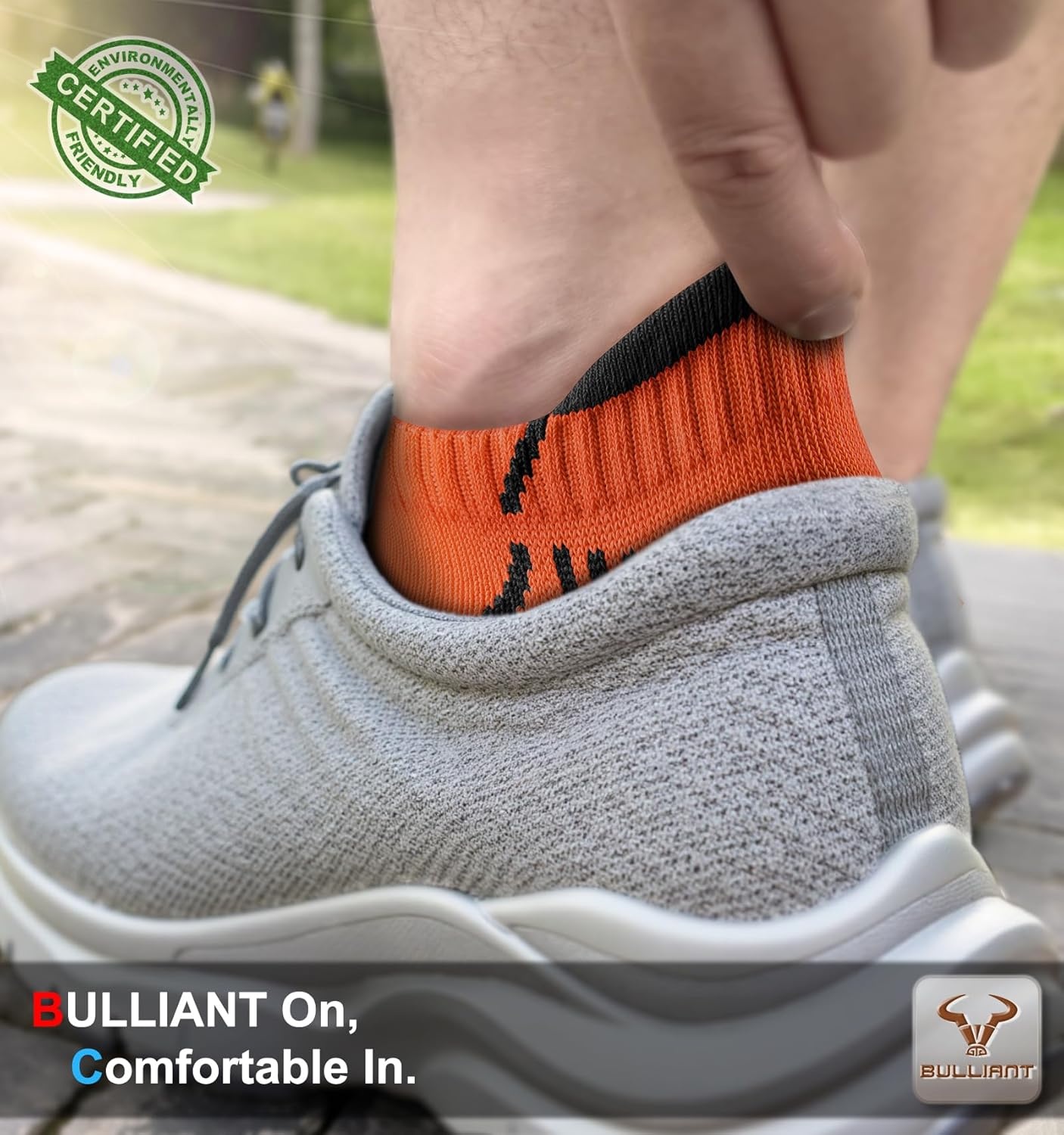 image:imageBULLIANT Men Running Socks 6PairsAnkle Athletic Socks Wicking Cushioned for Men WalkingArch Compression Support6pairsorange8244