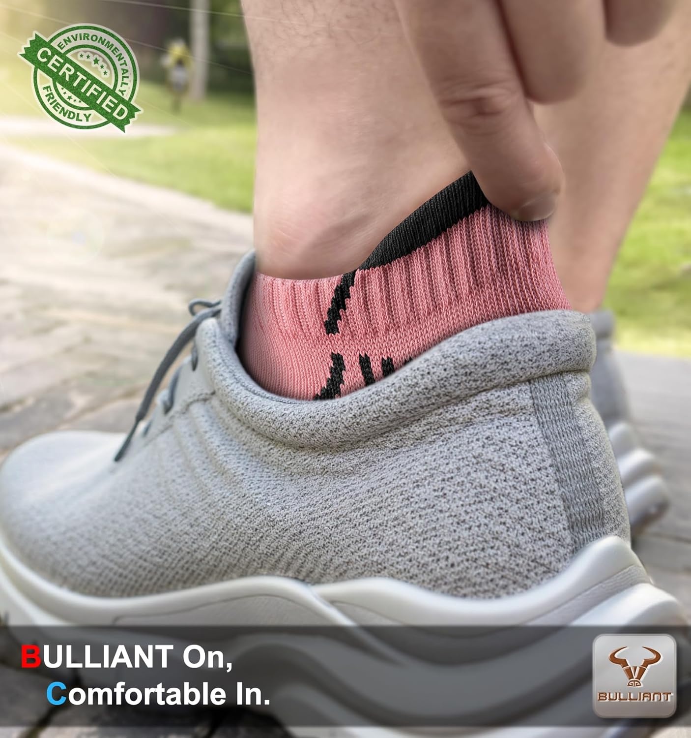 image:imageBULLIANT Men Running Socks 6PairsAnkle Athletic Socks Wicking Cushioned for Men WalkingArch Compression Support6pairspink8249