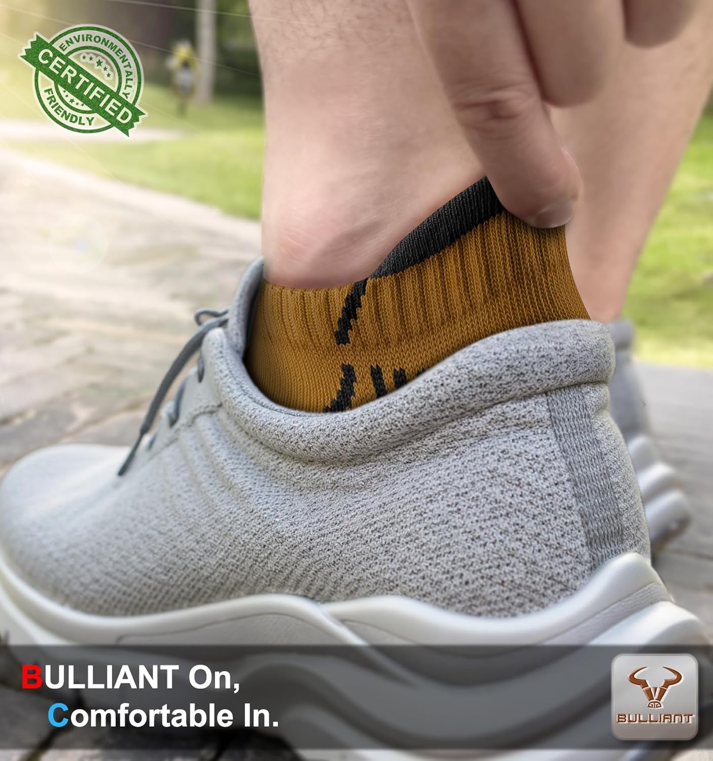 image:imageBULLIANT Men Running Socks 6PairsAnkle Athletic Socks Wicking Cushioned for Men WalkingArch Compression Support6pairswood Thrush8245