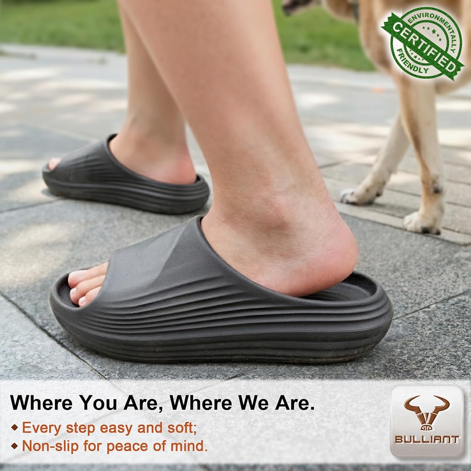image:imageBULLIANT Women slide sandalsPillow Slippers Shower Massage Sandals Recovery Cushioned Thick SoleNonslip LightweightBlack8877