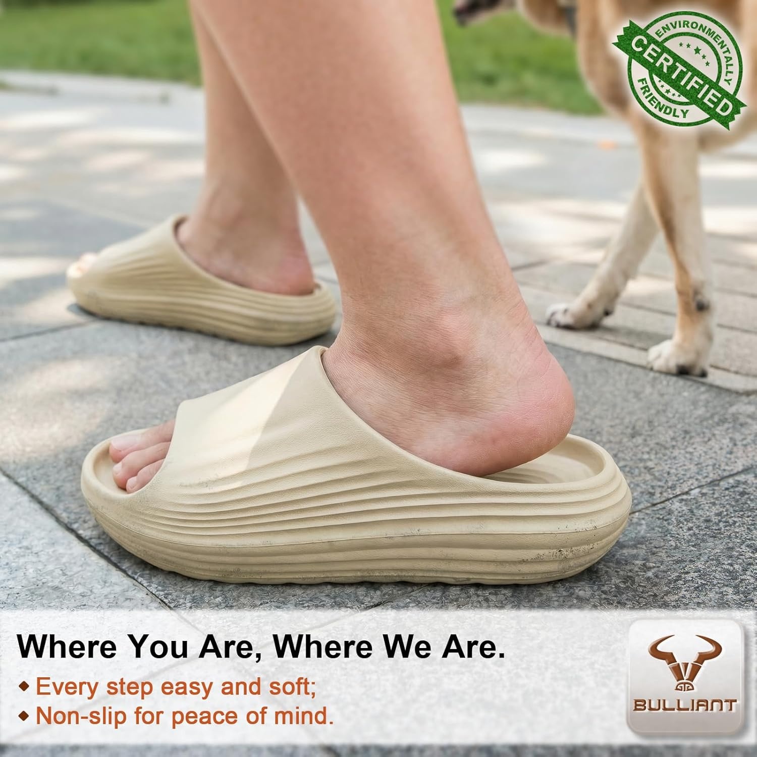 image:imageBULLIANT Women slide sandalsPillow Slippers Shower Massage Sandals Recovery Cushioned Thick SoleNonslip LightweightCreamy White8879