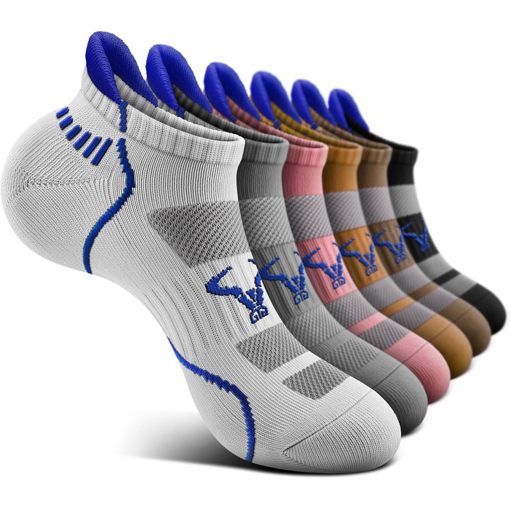 image:imageBULLIANT Men Running Socks 6PairsAnkle Athletic Socks Wicking Cushioned for Men WalkingArch Compression Support6pairs6 Color Mixed8250