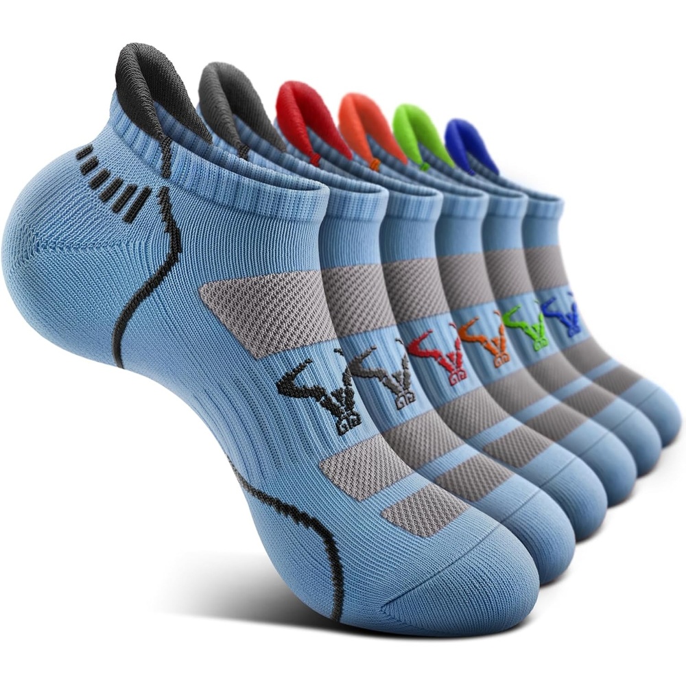 image:imageBULLIANT Men Running Socks 6PairsAnkle Athletic Socks Wicking Cushioned for Men WalkingArch Compression Support6pairscambridge Blue8247