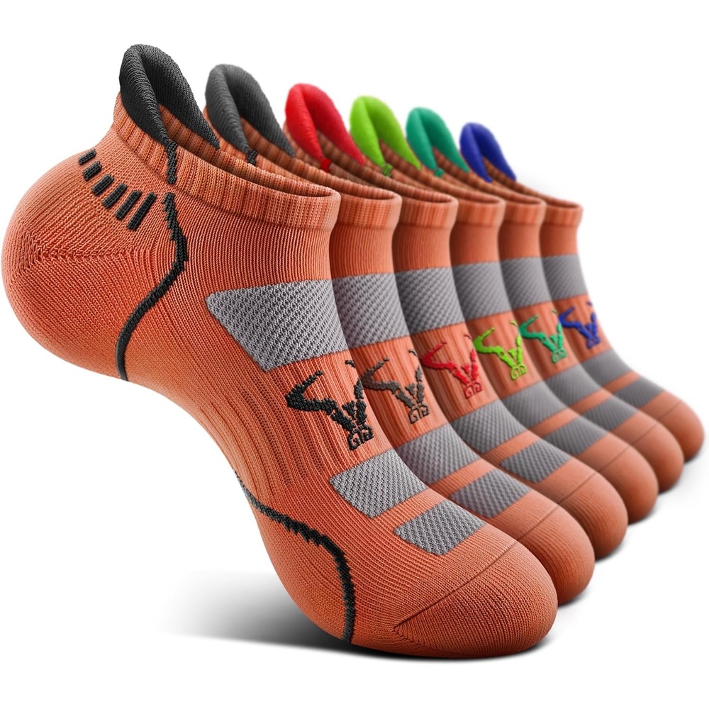 image:imageBULLIANT Men Running Socks 6PairsAnkle Athletic Socks Wicking Cushioned for Men WalkingArch Compression Support6pairsorange8244
