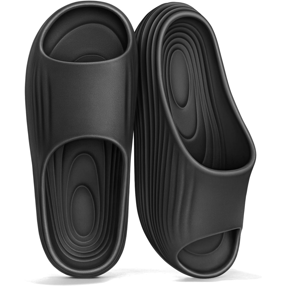 image:imageBULLIANT Women slide sandalsPillow Slippers Shower Massage Sandals Recovery Cushioned Thick SoleNonslip LightweightBlack8877