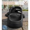 BULLIANT Women Slide Sandals, Comfortable Flat Slip-on Shoes Cushioned Arch-Support Sole Adjustable Fit(Black8884)