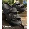 BULLIANT Women Slide Sandals, Comfortable Flat Slip-on Shoes Cushioned Arch-Support Sole Adjustable Fit(Black8884)
