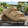 BULLIANT Women Slide Sandals, Comfortable Flat Slip-on Shoes Cushioned Arch-Support Sole Adjustable Fit(Camel8885)