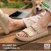 BULLIANT Women Slide Sandals, Comfortable Flat Slip-on Shoes Cushioned Arch-Support Sole Adjustable Fit(Camel8885)